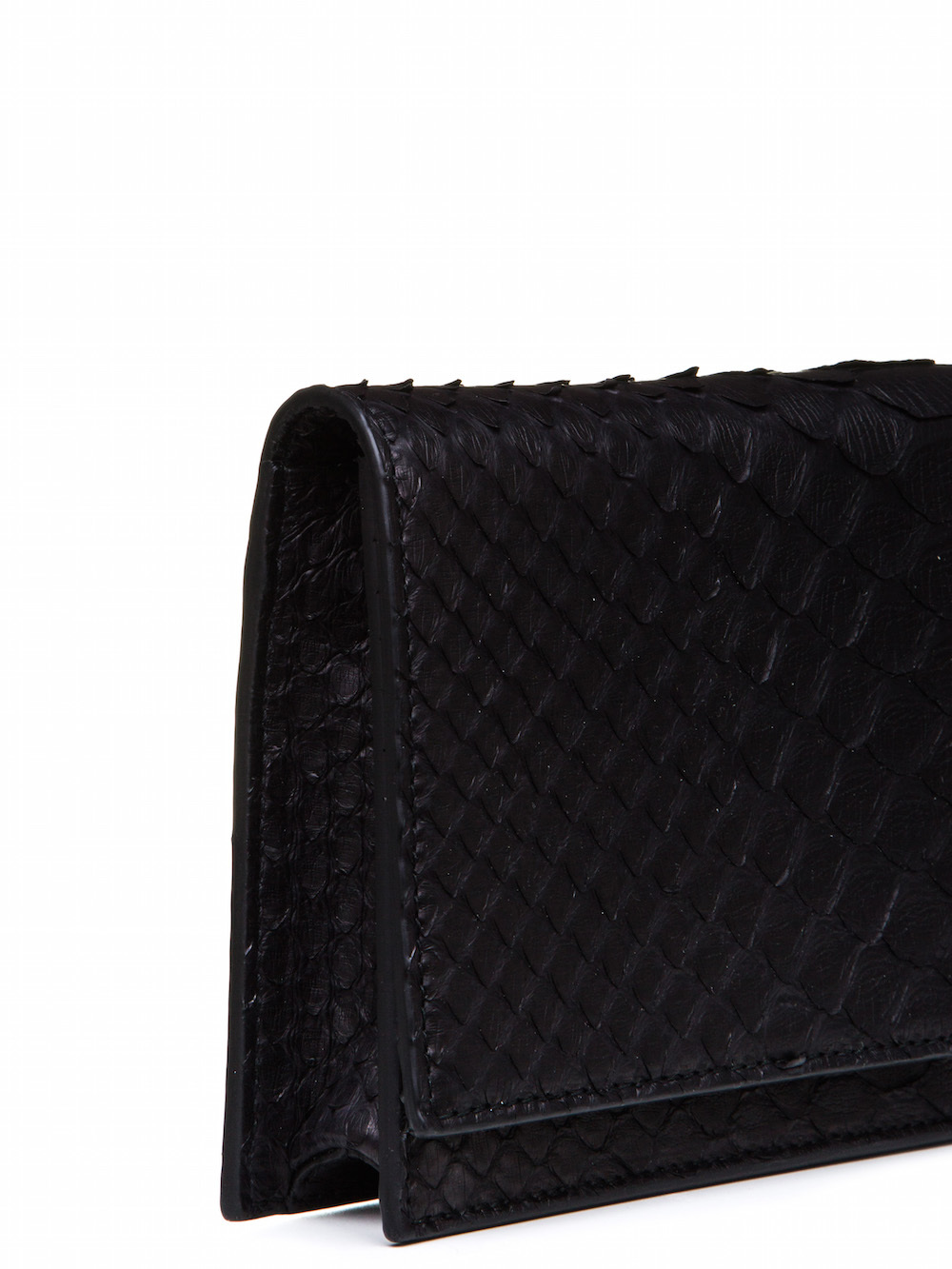 RICK OWENS MIDI CLUTCH IN BLACK GIANT PYTHON LEATHER