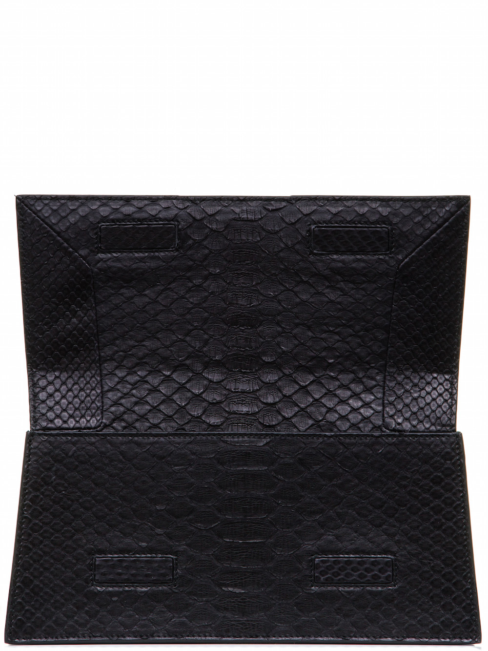 RICK OWENS MIDI CLUTCH IN BLACK GIANT PYTHON LEATHER