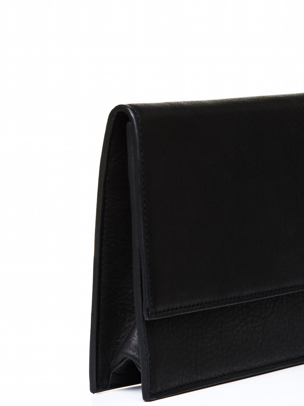 RICK OWENS MIDI CLUTCH IN BLACK CALF LEATHER