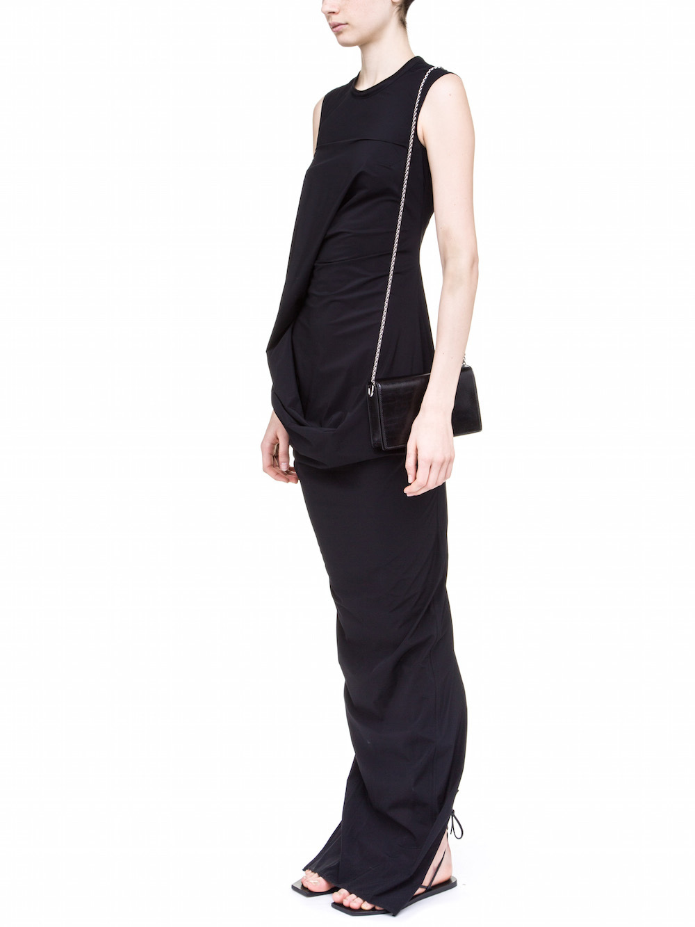 RICK OWENS SMALL SHOULDER BAG IN BLACK LEATHER