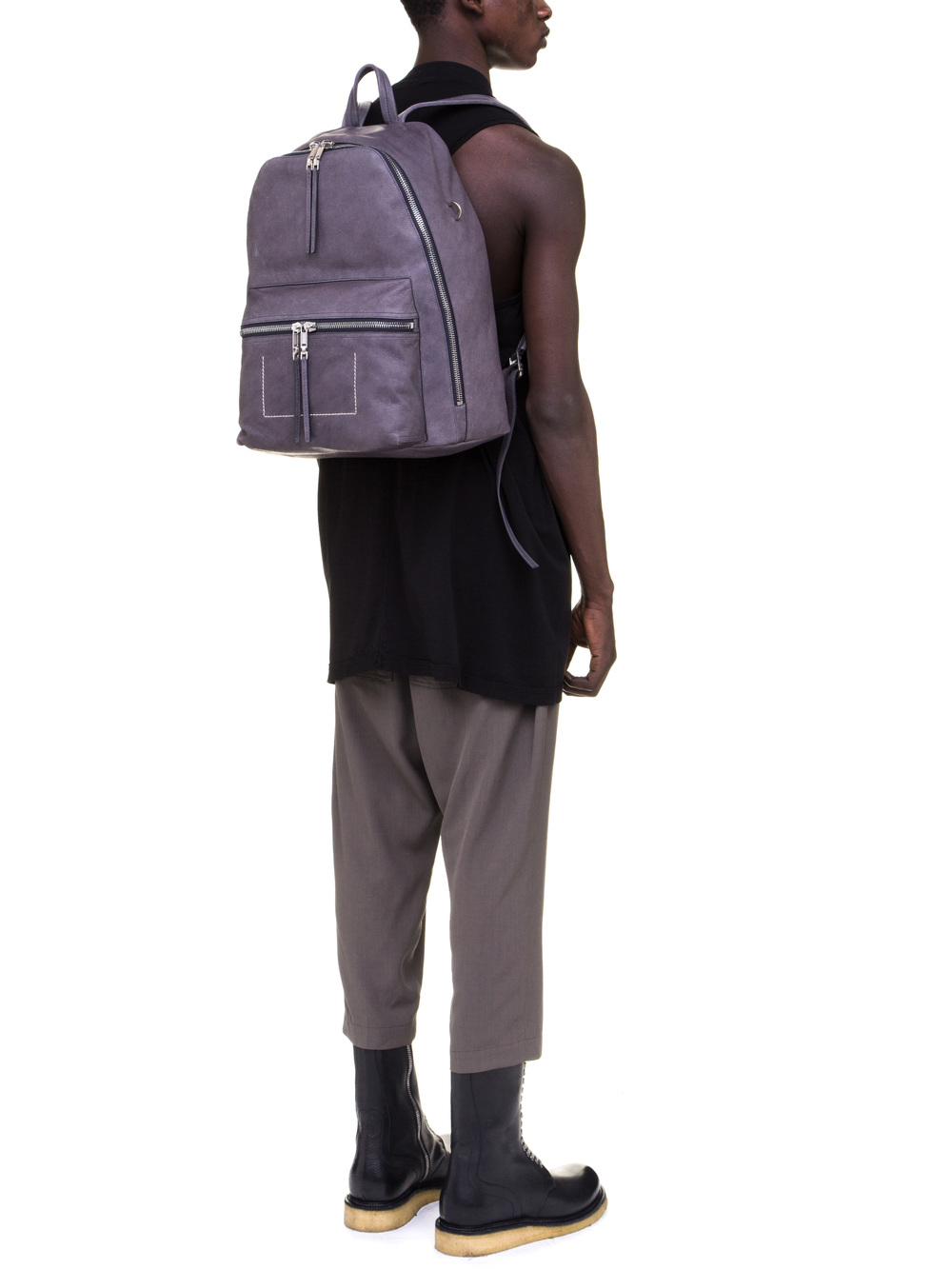 RICK OWENS BACKPACK IN PURPLE CALF LEATHER
