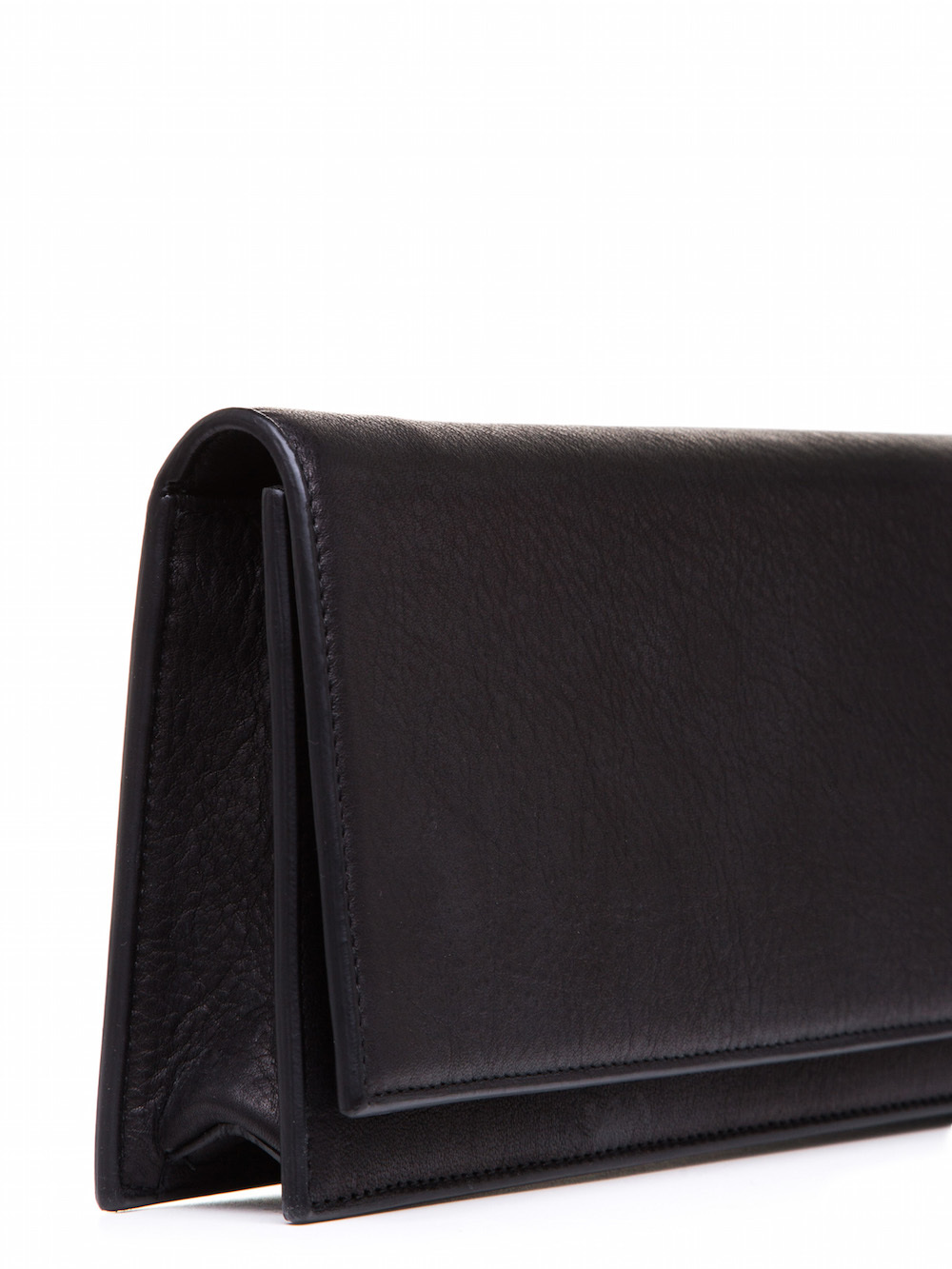 RICK OWENS HALF MEGA CLUTCH IN BLACK CALF LEATHER
