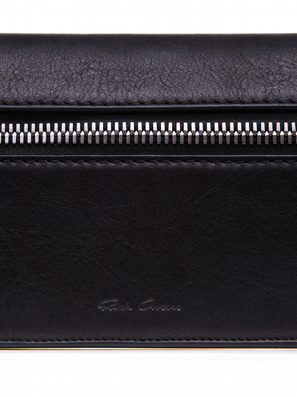 RICK OWENS HALF MEGA CLUTCH IN BLACK CALF LEATHER