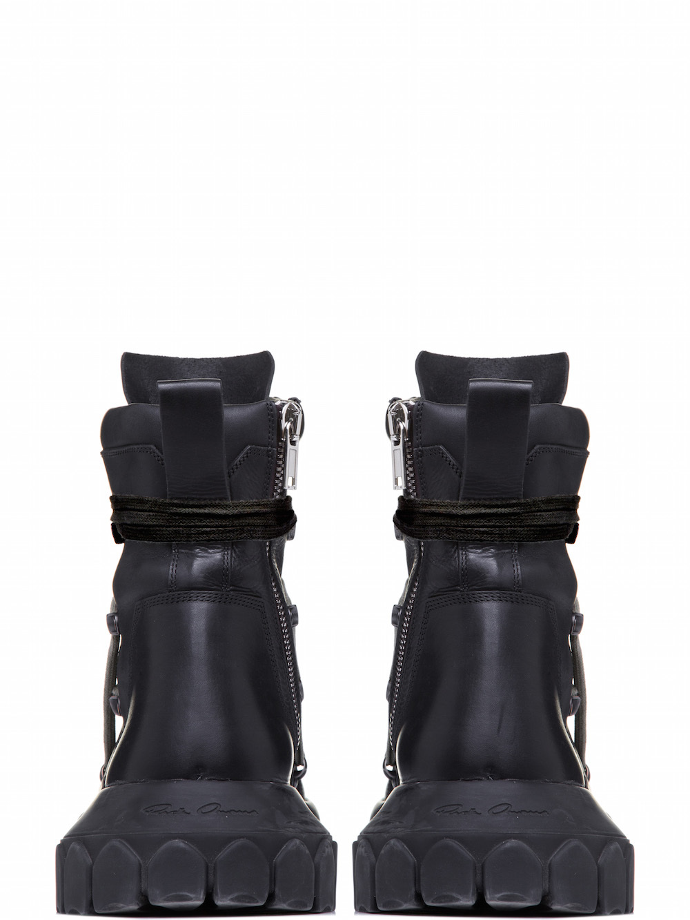 RICK OWENS OFF-THE-RUNWAY LACEUP HIKING BOOTS IN BLACK