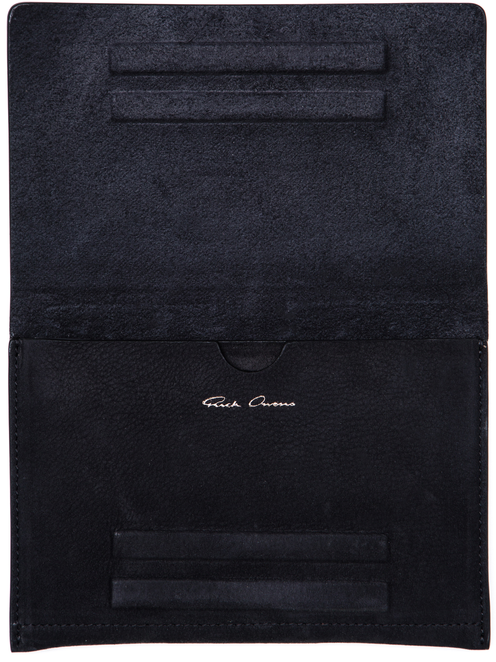 RICK OWENS FLAT WALLET SMALL IN BLACK CALF LEATHER