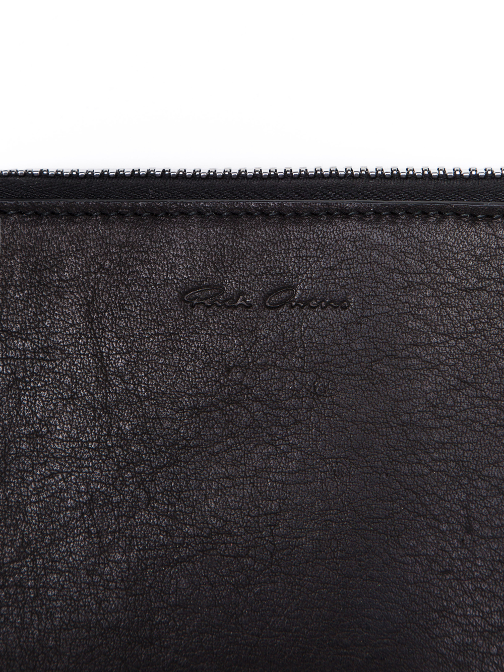 RICK OWENS SMALL ZIPPED WALLET IN BLACK CALF LEATHER