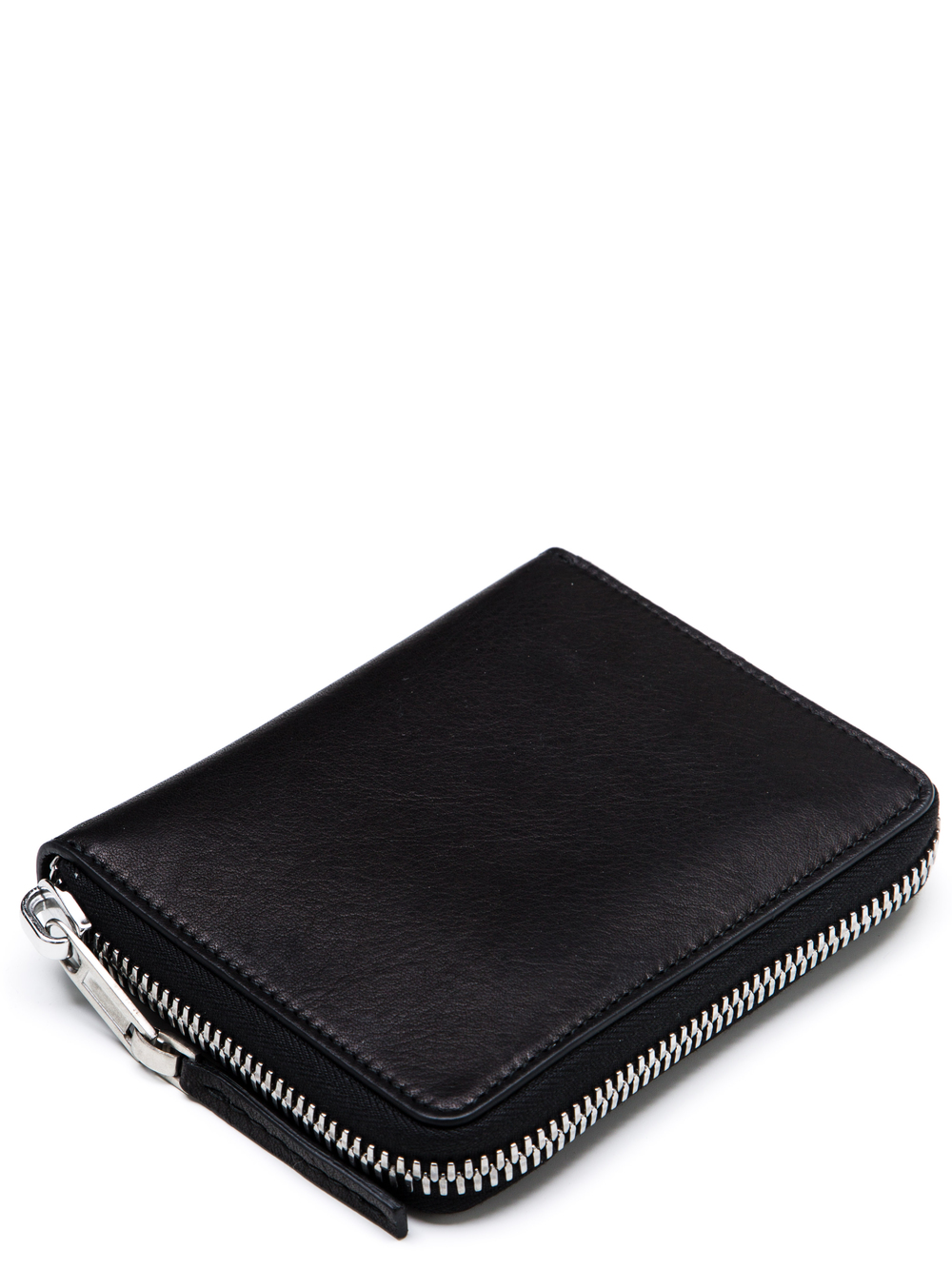 RICK OWENS SMALL ZIPPED WALLET IN BLACK CALF LEATHER