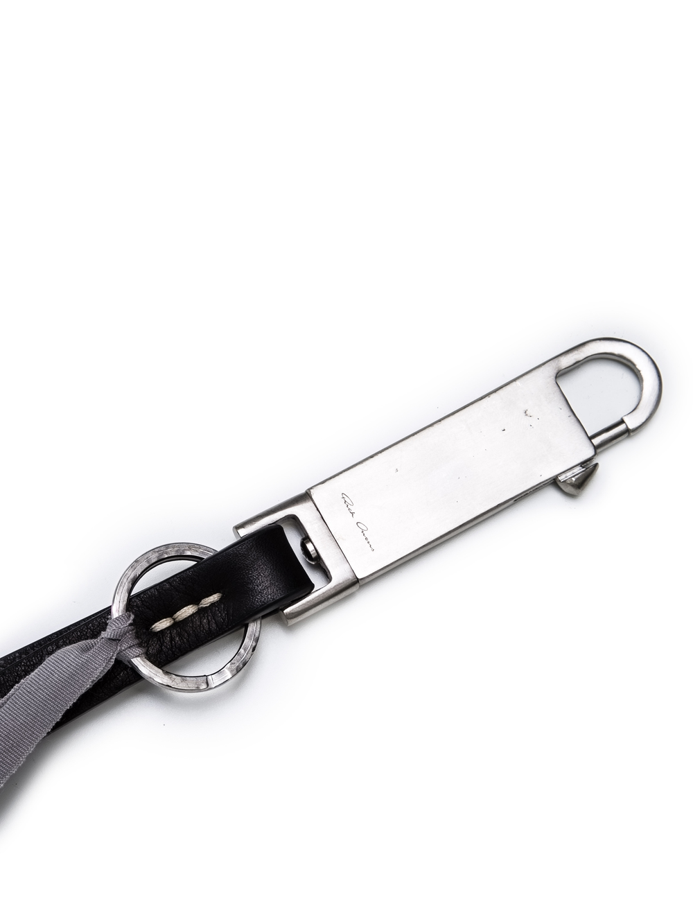 RICK OWENS PLAIN KEYCHAIN IN BLACK CALF LEATHER