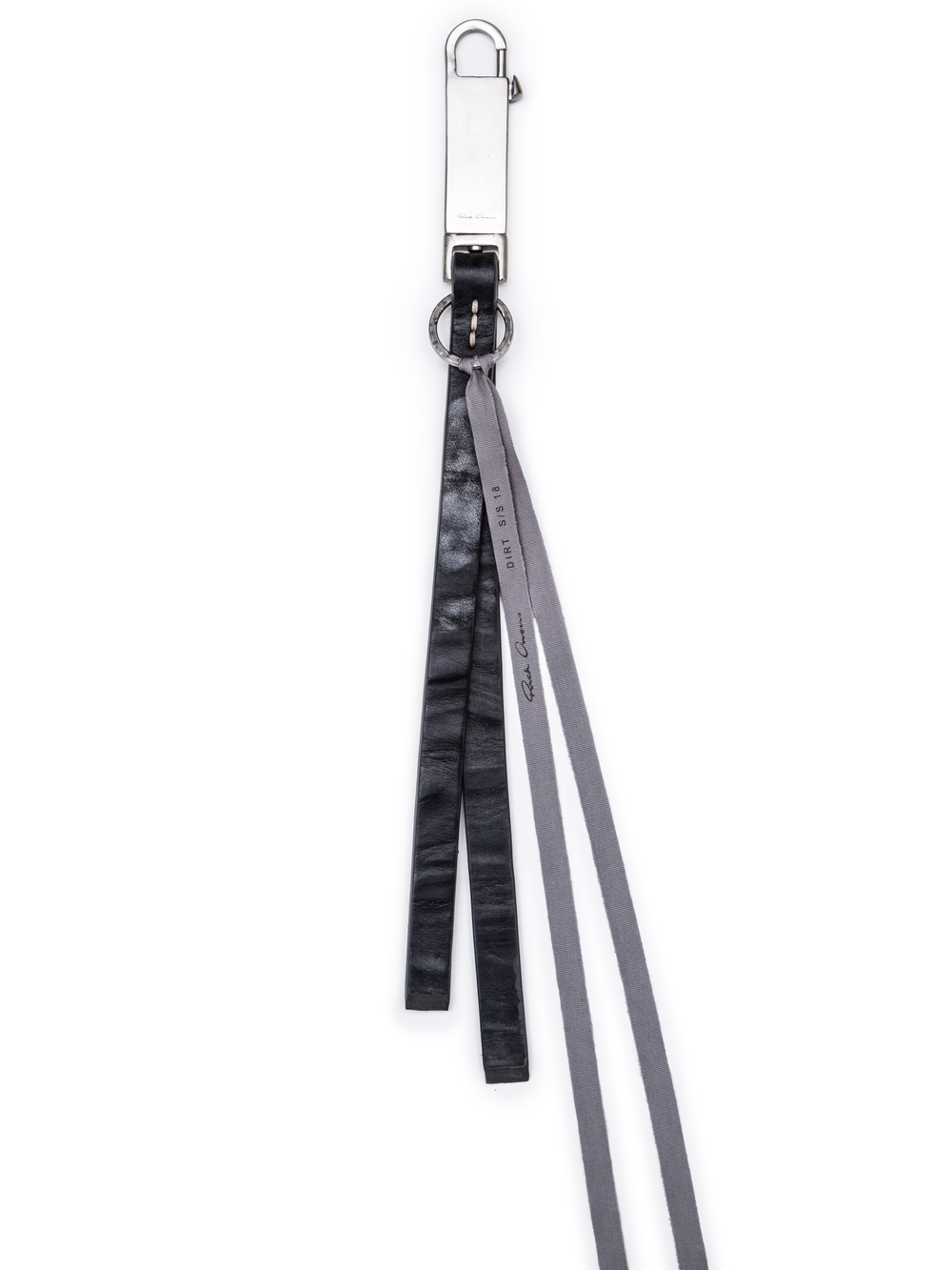 RICK OWENS PLAIN KEYCHAIN IN BLACK CALF LEATHER