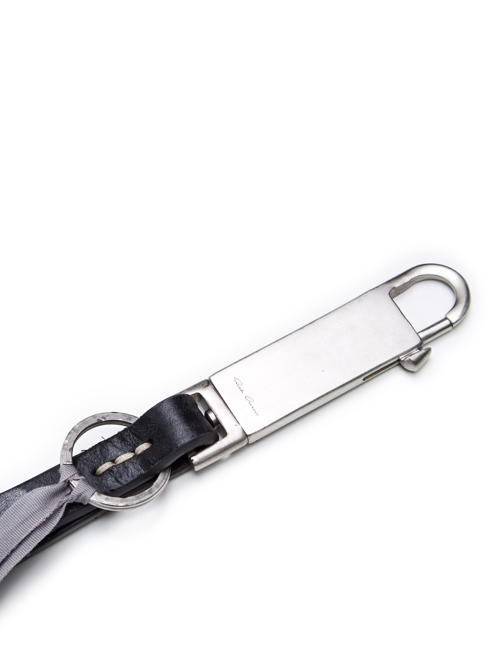 RICK OWENS PLAIN KEYCHAIN IN BLACK CALF LEATHER