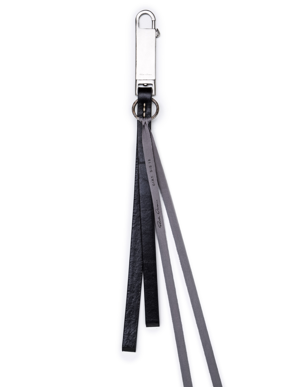 RICK OWENS PLAIN KEYCHAIN IN BLACK BULL LEATHER