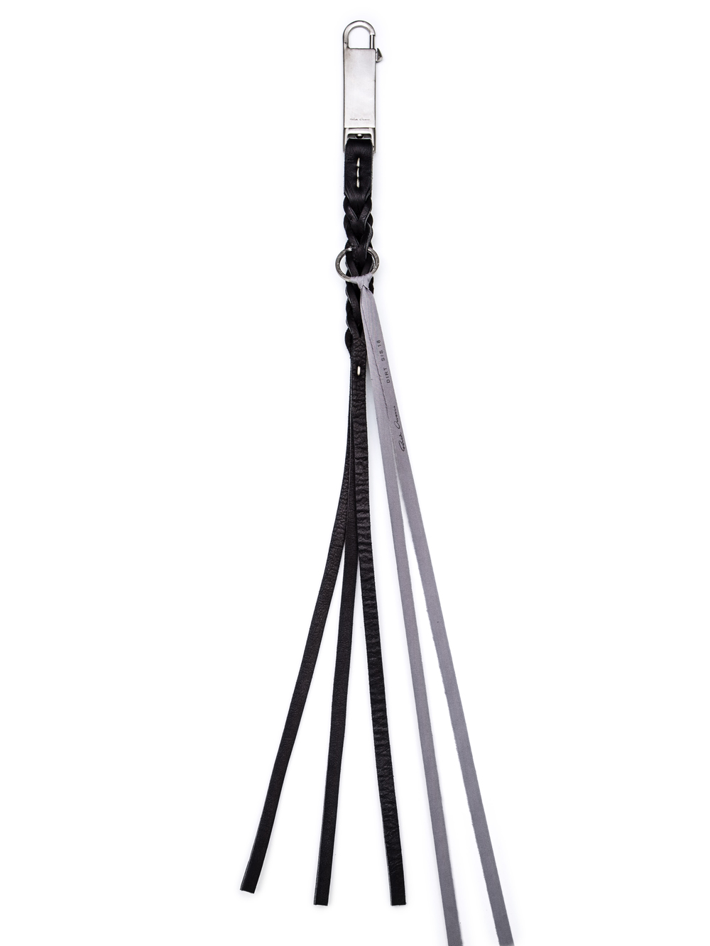 RICK OWENS KEY CHAIN SMALL BRAID IN BLACK CALF LEATHER