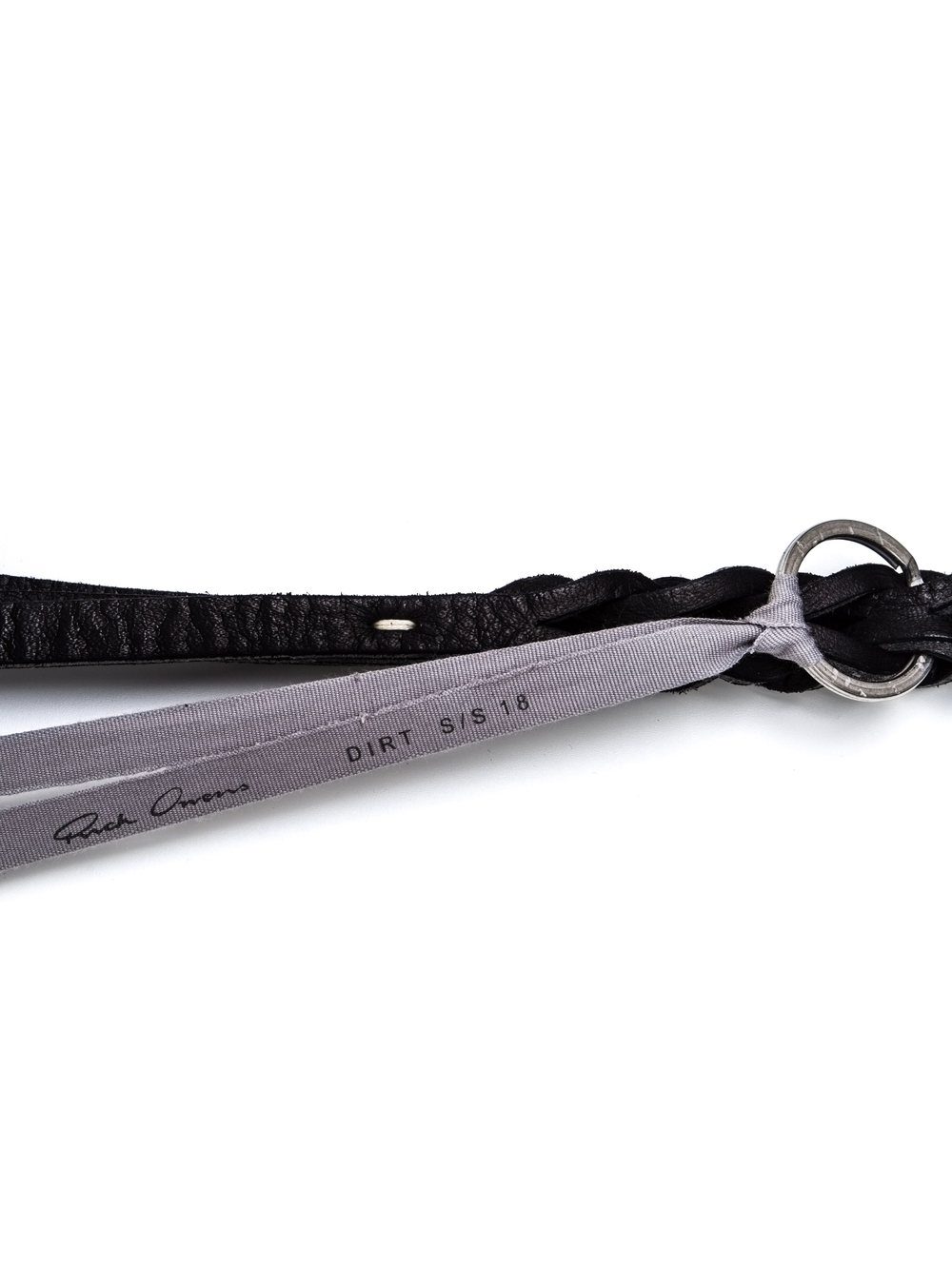 RICK OWENS KEY CHAIN SMALL BRAID IN BLACK CALF LEATHER