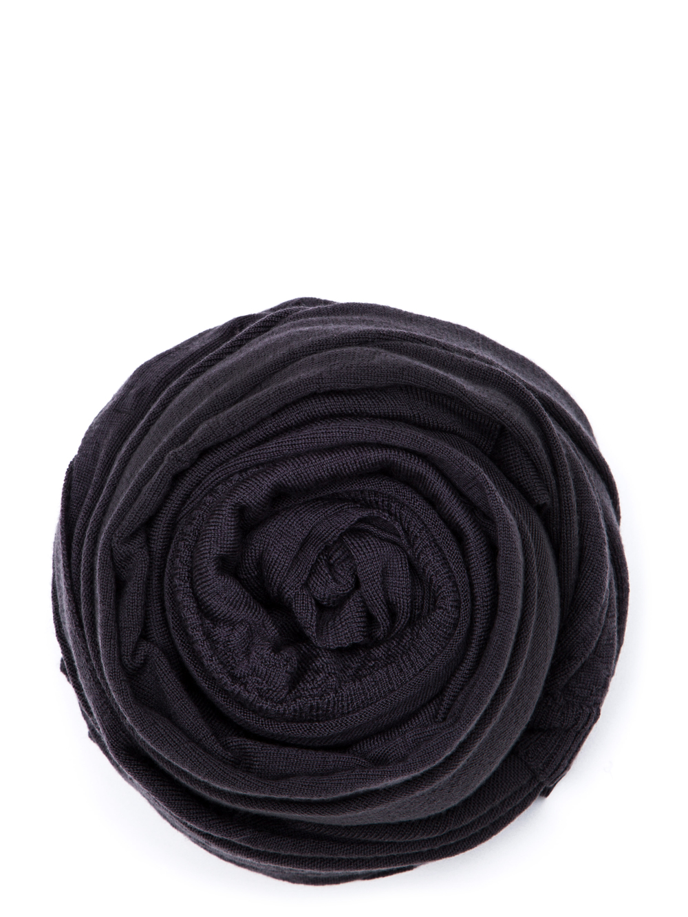 RICK OWENS KNIT SCARF IN IRON DARK PURPLE MERINO WOOL.