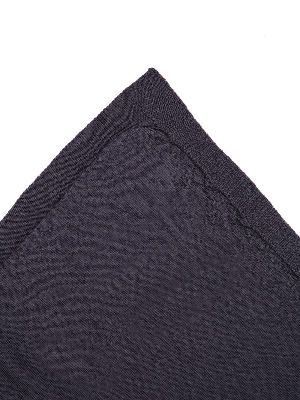 RICK OWENS KNIT SCARF IN IRON DARK PURPLE MERINO WOOL.