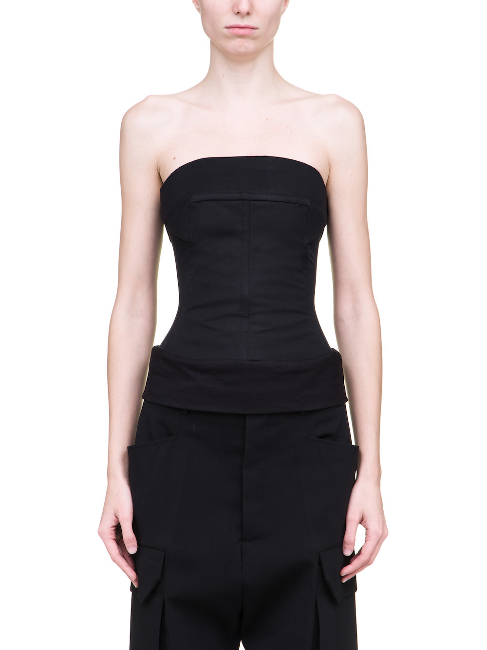 RICK OWENS BUSTIER TOP IN BLACK