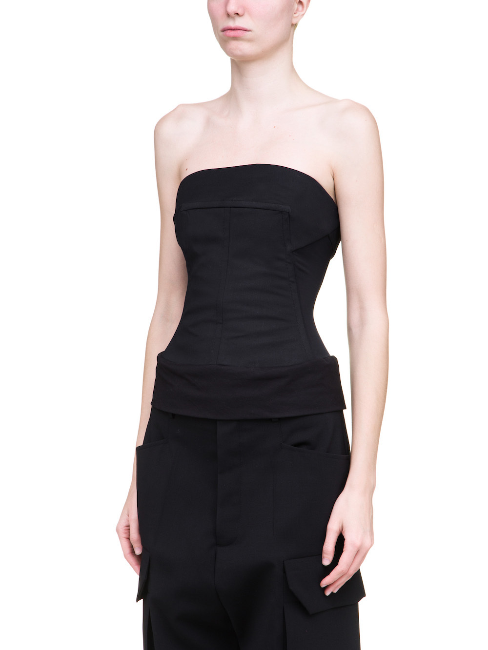RICK OWENS BUSTIER TOP IN BLACK