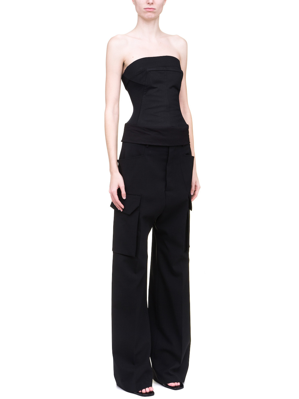 RICK OWENS BUSTIER TOP IN BLACK