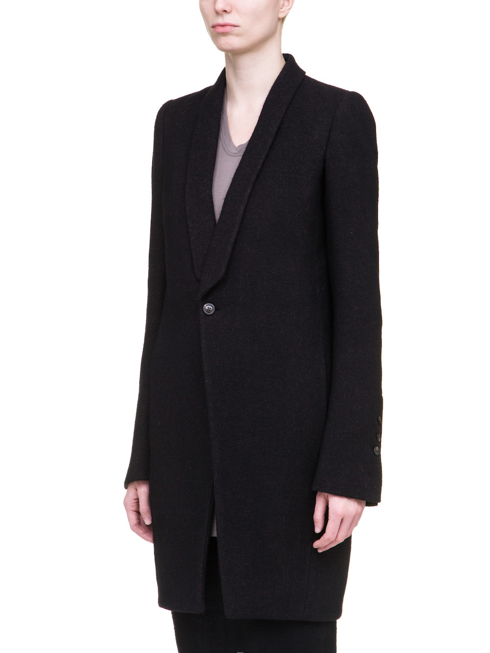RICK OWENS TUSK PEA COAT IN BROWN BLACK BERBER BLANKET