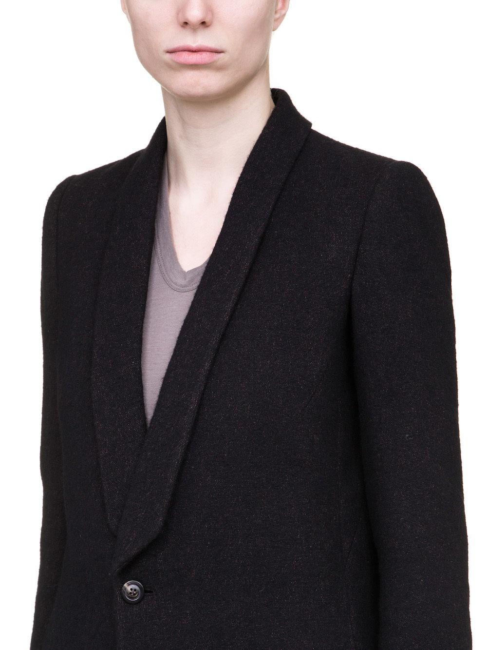 RICK OWENS TUSK PEA COAT IN BROWN BLACK BERBER BLANKET