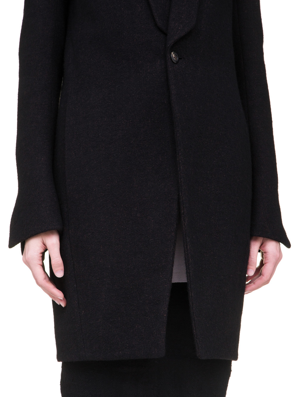 RICK OWENS TUSK PEA COAT IN BROWN BLACK BERBER BLANKET