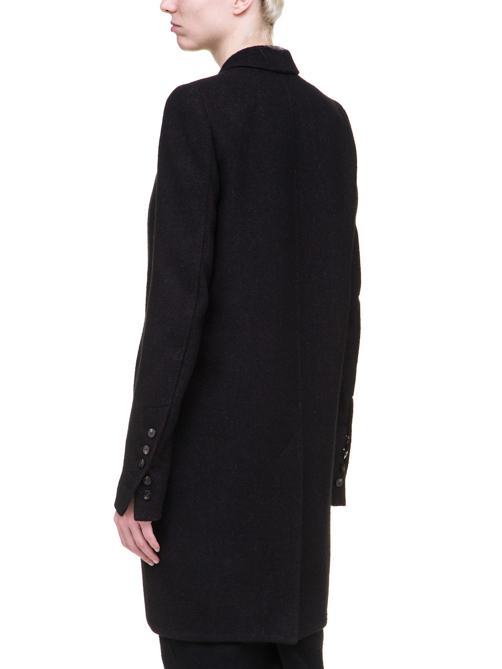 RICK OWENS TUSK PEA COAT IN BROWN BLACK BERBER BLANKET