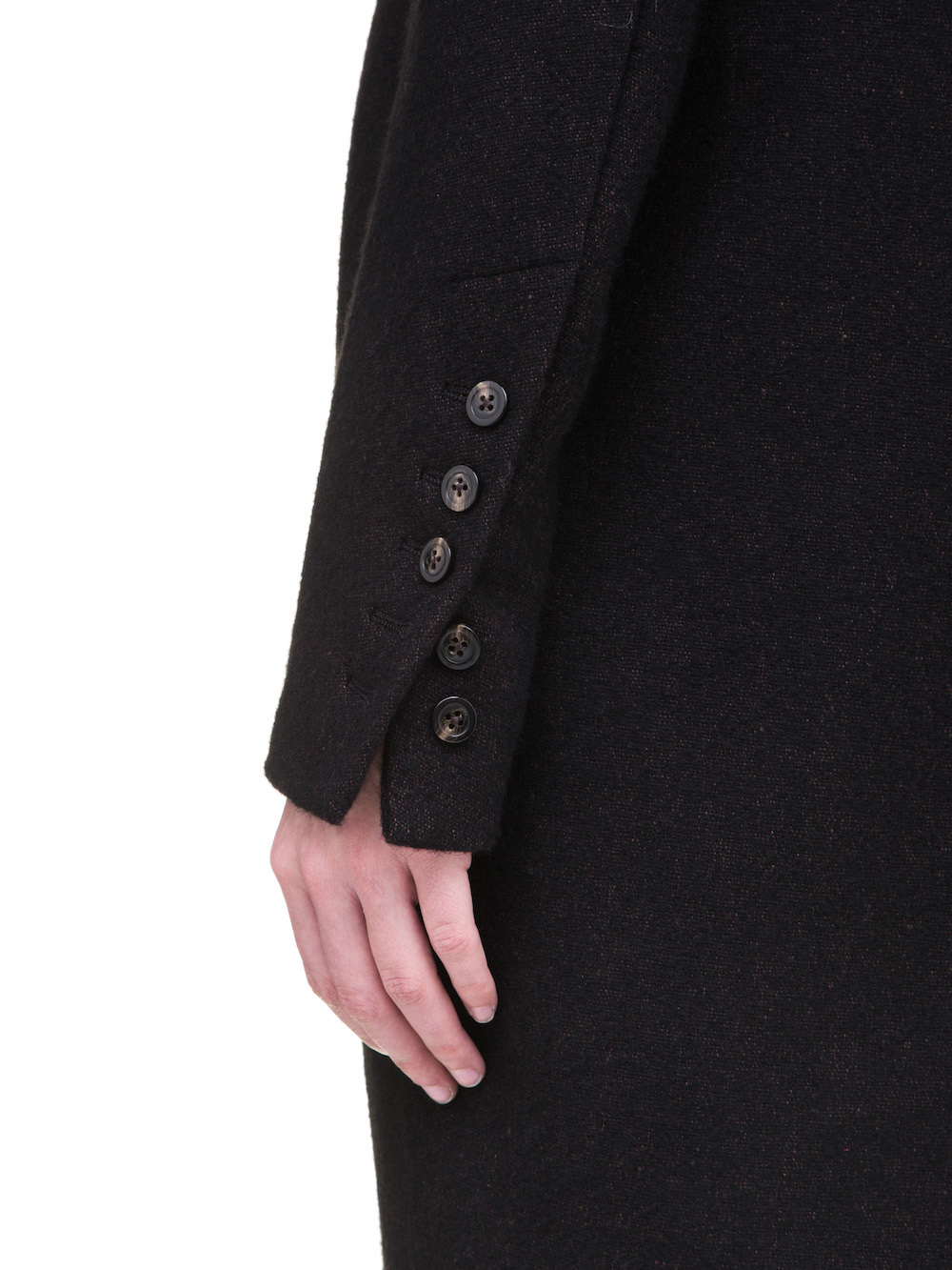 RICK OWENS TUSK PEA COAT IN BROWN BLACK BERBER BLANKET