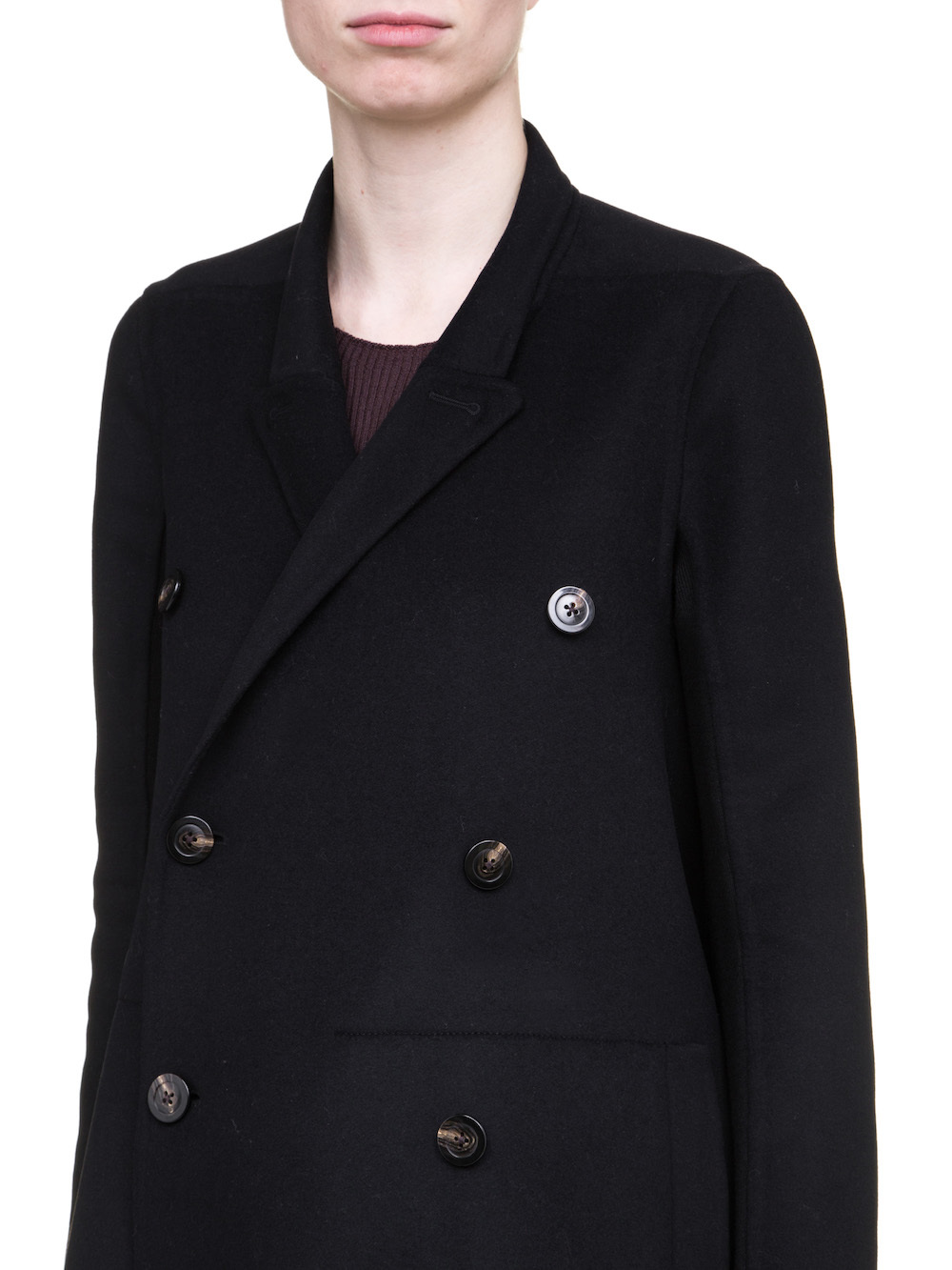 RICK OWENS JMF FAUN COAT IN BLACK DOUBLE WOOL