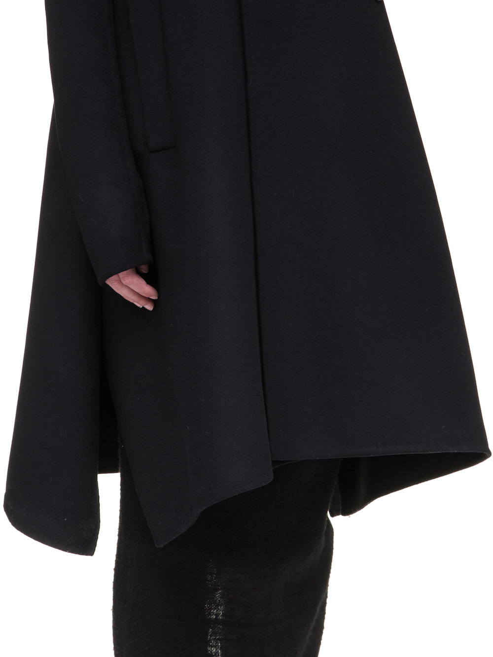 RICK OWENS JMF FAUN COAT IN BLACK DOUBLE WOOL