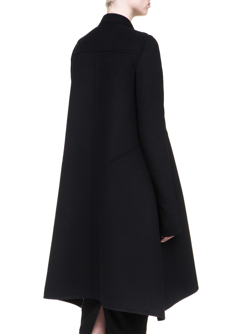 RICK OWENS JMF FAUN COAT IN BLACK DOUBLE WOOL