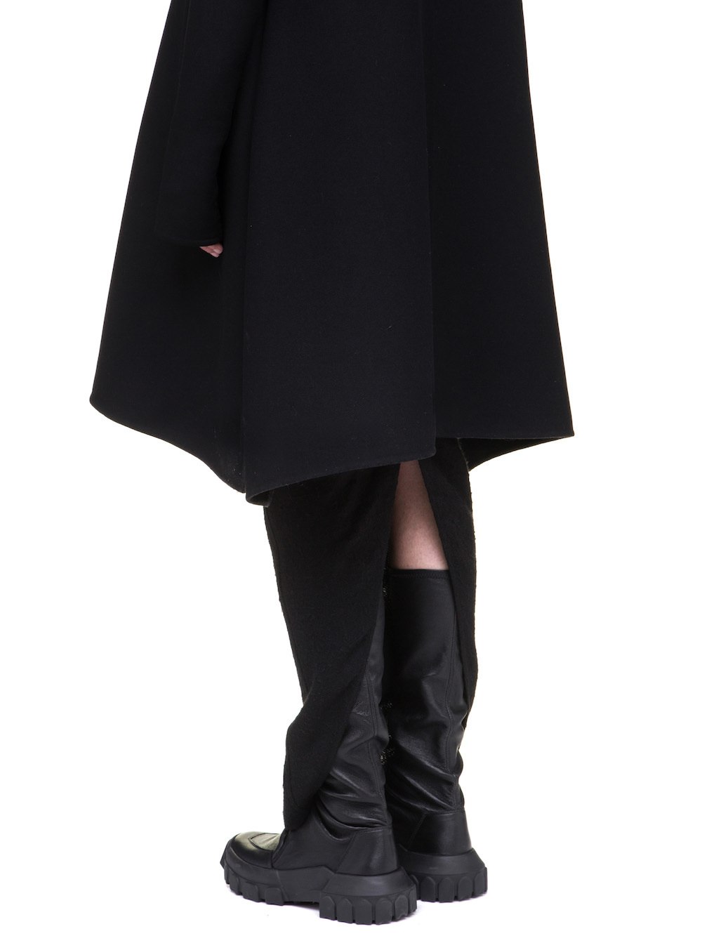 RICK OWENS JMF FAUN COAT IN BLACK DOUBLE WOOL