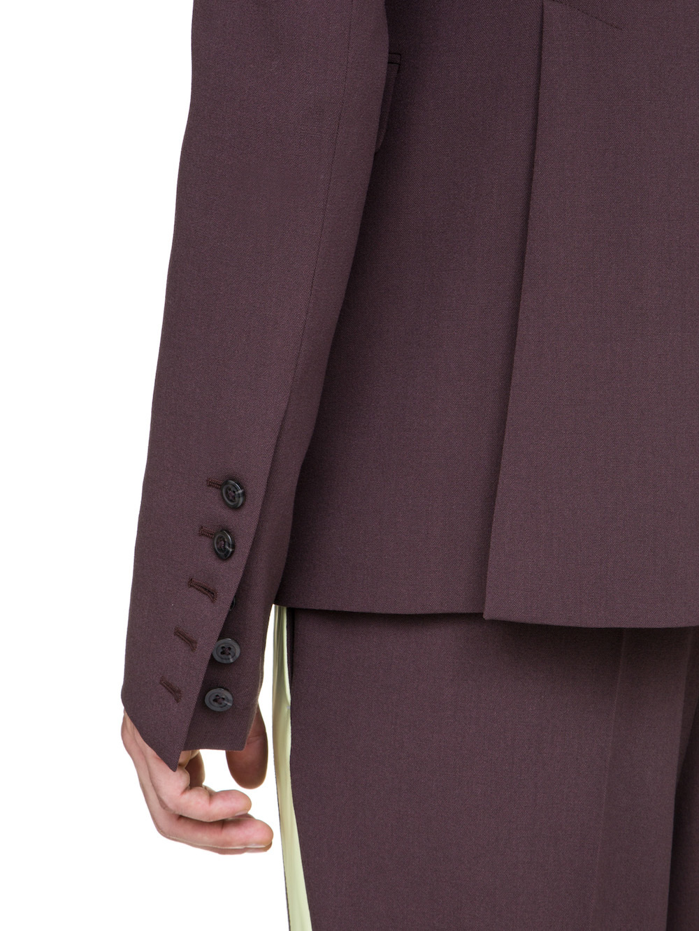 RICK OWENS 73CM BLAZER IN RAISIN PURPLE A YELLOW NYLON LAPEL COLLAR