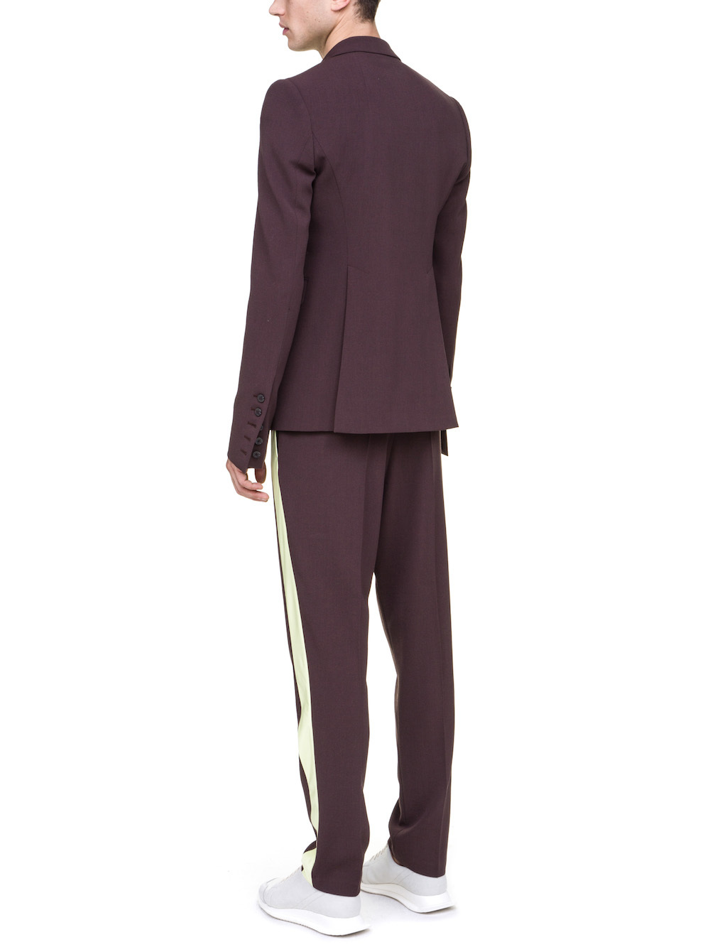 RICK OWENS 73CM BLAZER IN RAISIN PURPLE A YELLOW NYLON LAPEL COLLAR