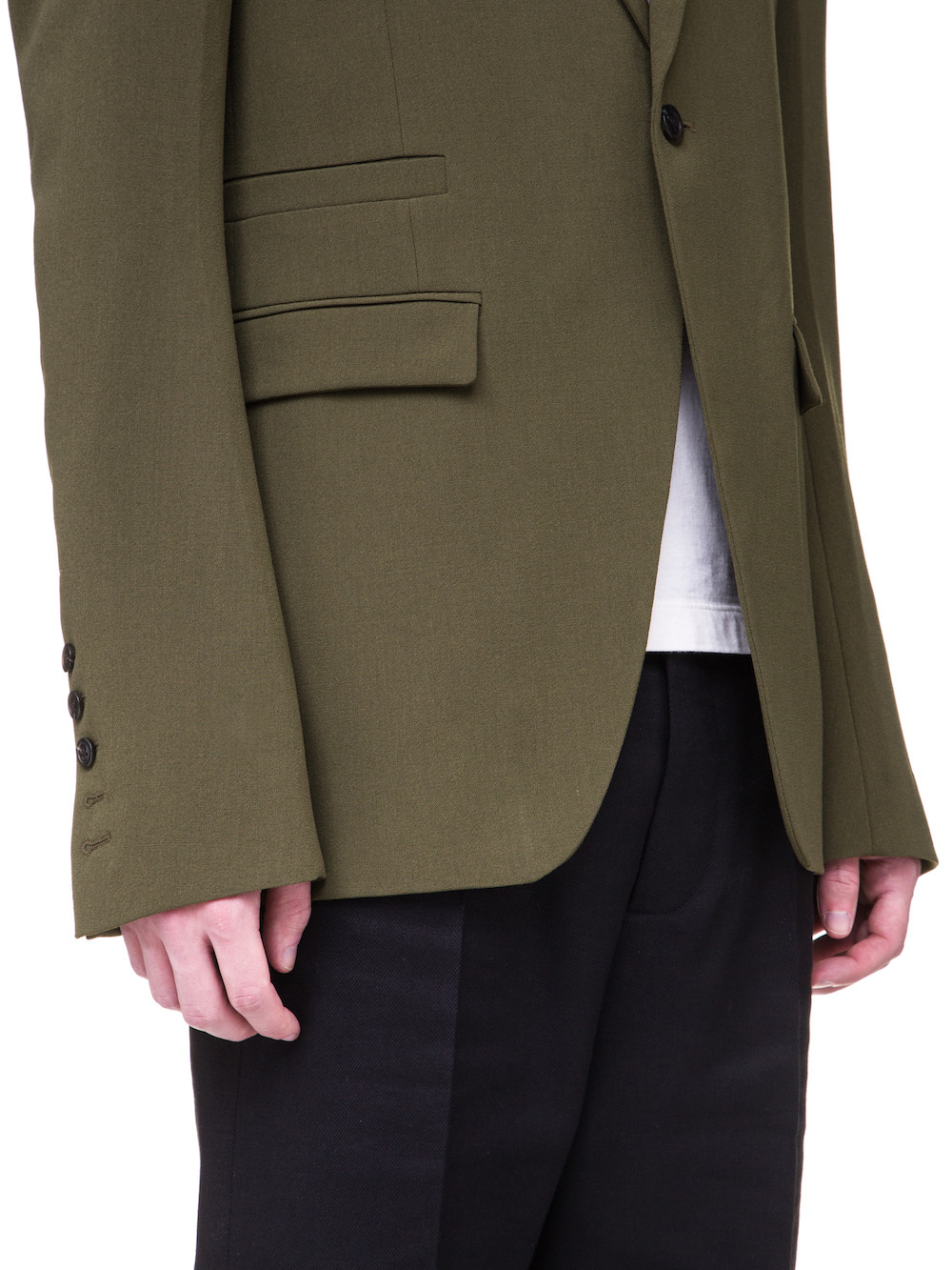 RICK OWENS SOFT BLAZER IN DIRTY GREEN