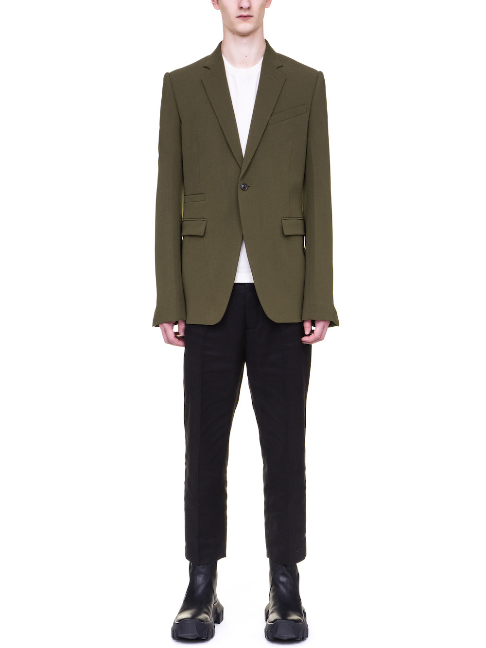RICK OWENS SOFT BLAZER IN DIRTY GREEN