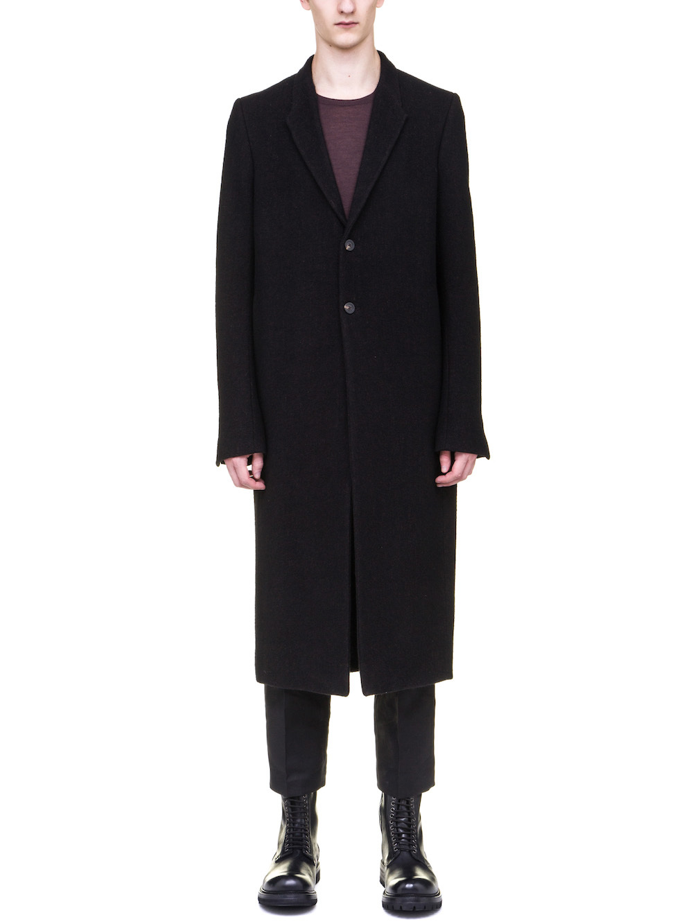RICK OWENS MOREAU COAT IN BROWN BLACK
