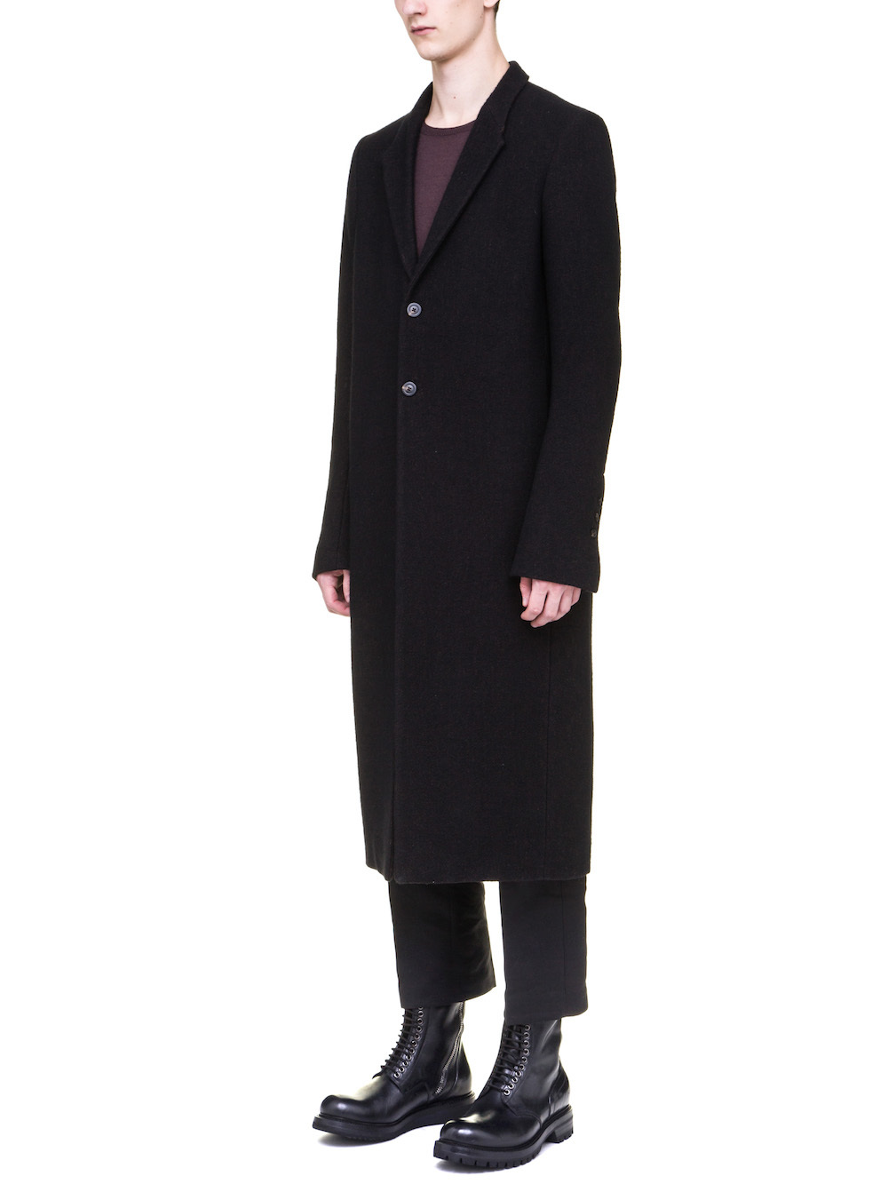 RICK OWENS MOREAU COAT IN BROWN BLACK