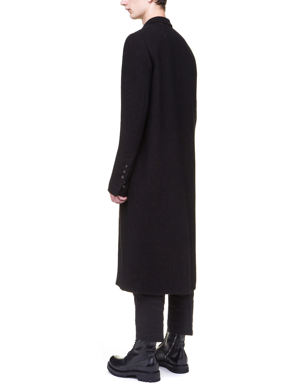 RICK OWENS MOREAU COAT IN BROWN BLACK