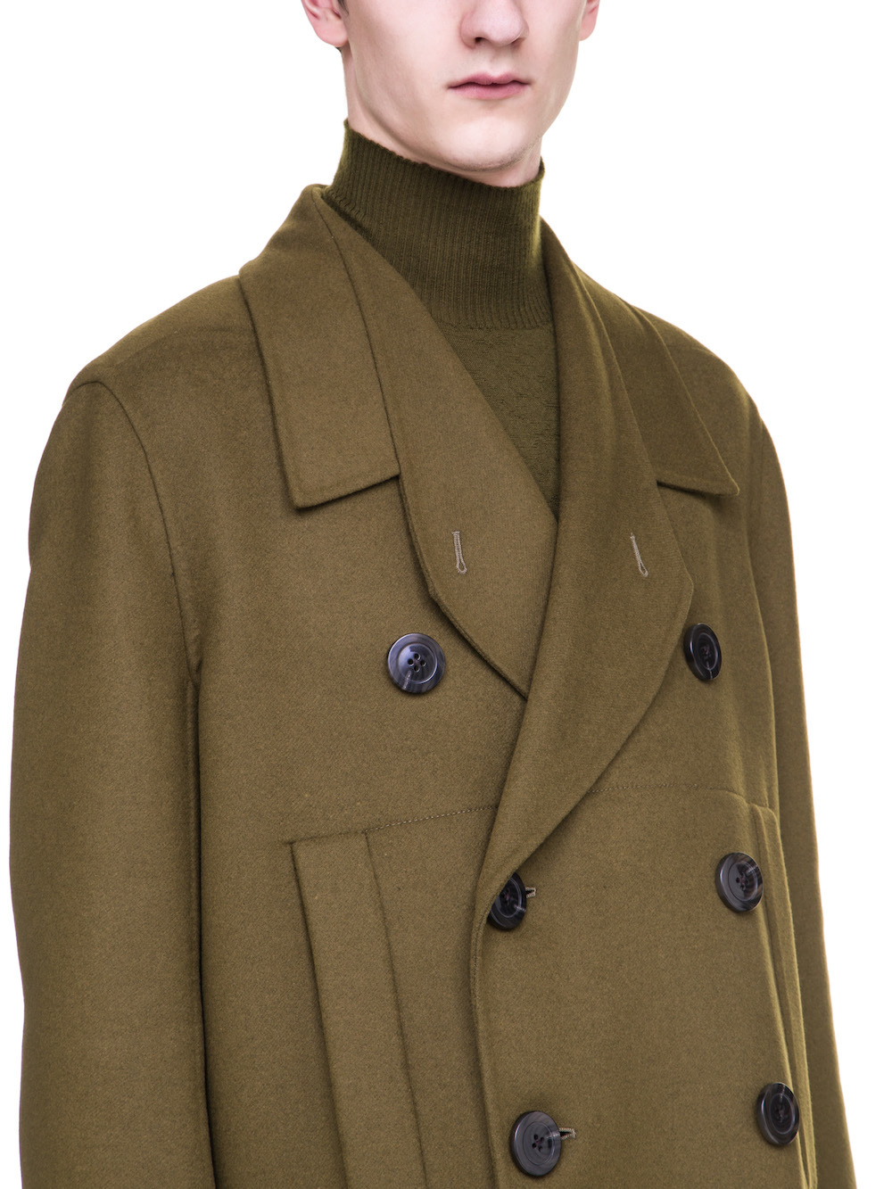 RICK OWENS OFFICER COAT IN DIRTY GREEN