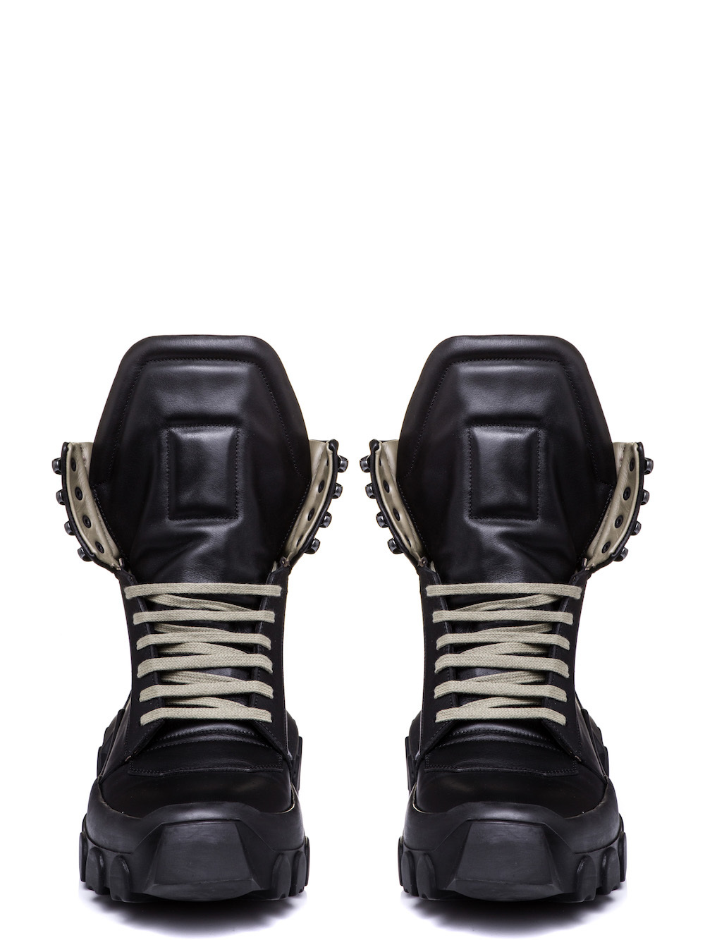 RICK OWENS HIKING SNEAKERS IN BLACK CALF LEATHER