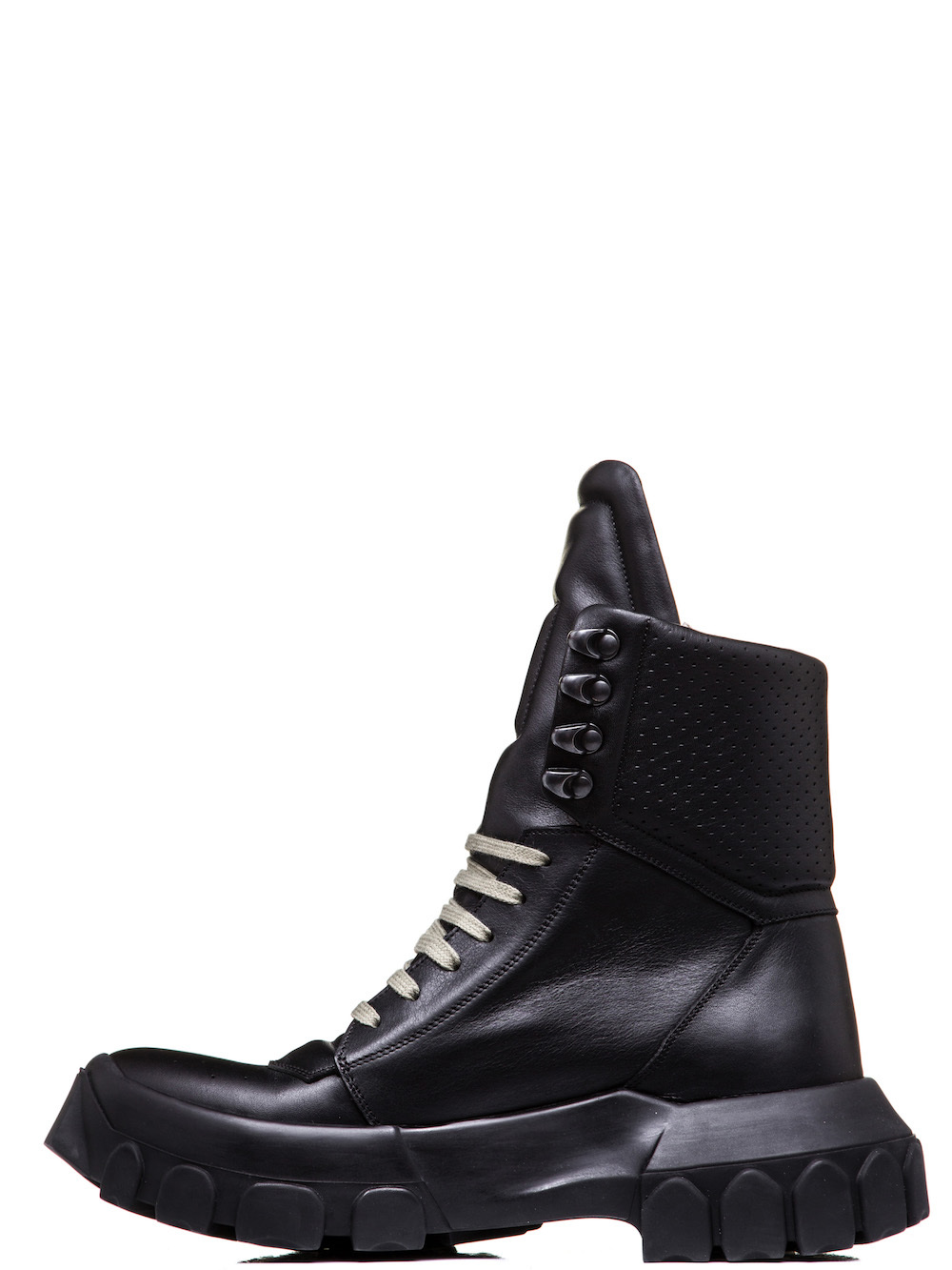 RICK OWENS HIKING SNEAKERS IN BLACK CALF LEATHER
