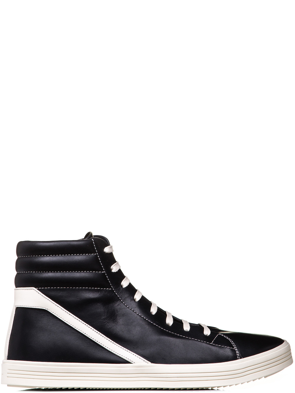 RICK OWENS GEOTHRASHER HIGH SNEAKERS IN BLACK BOSTON CALF LEATHER