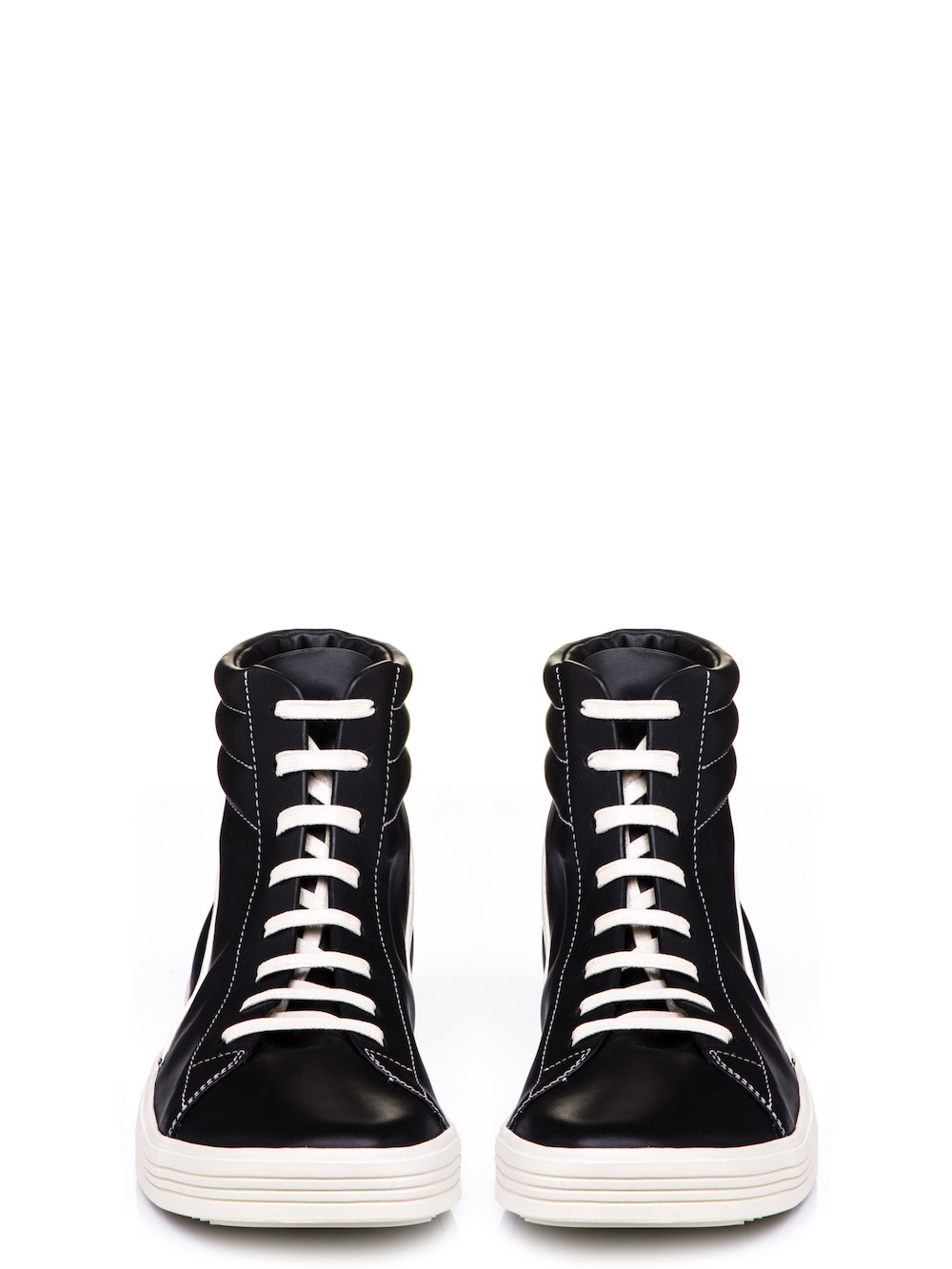 RICK OWENS GEOTHRASHER HIGH SNEAKERS IN BLACK BOSTON CALF LEATHER