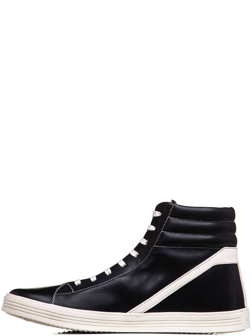 RICK OWENS GEOTHRASHER HIGH SNEAKERS IN BLACK BOSTON CALF LEATHER