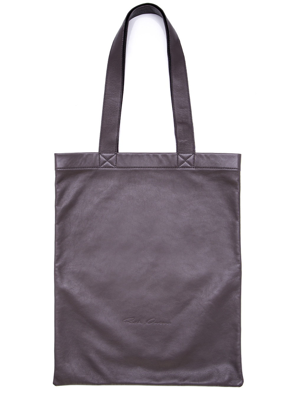 RICK OWENS SMALL SIGNATURE TOTE BAG IN DARKDUST GREY LAMB LEATHER