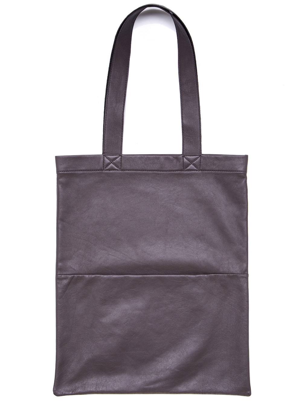 RICK OWENS SMALL SIGNATURE TOTE BAG IN DARKDUST GREY LAMB LEATHER