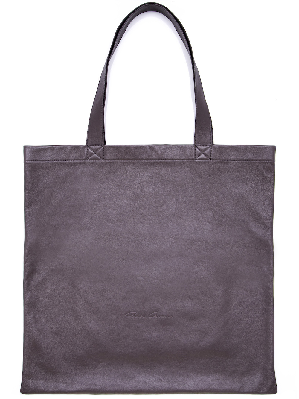 RICK OWENS SMALL SIGNATURE TOTE BAG IN GREY LAMB LEATHER
