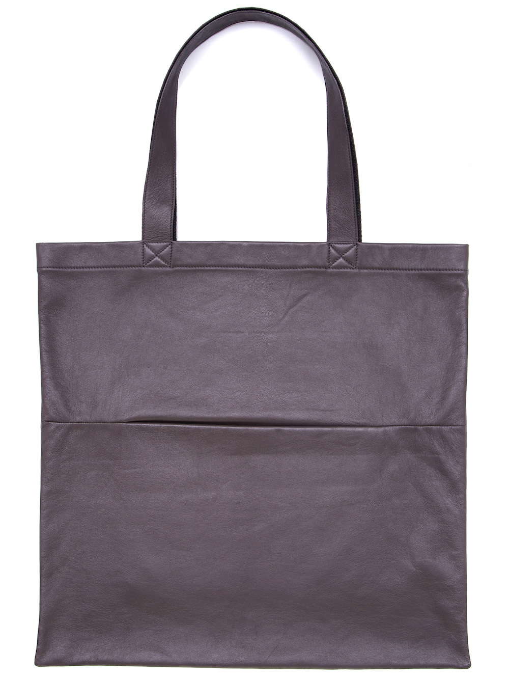 RICK OWENS SMALL SIGNATURE TOTE BAG IN GREY LAMB LEATHER