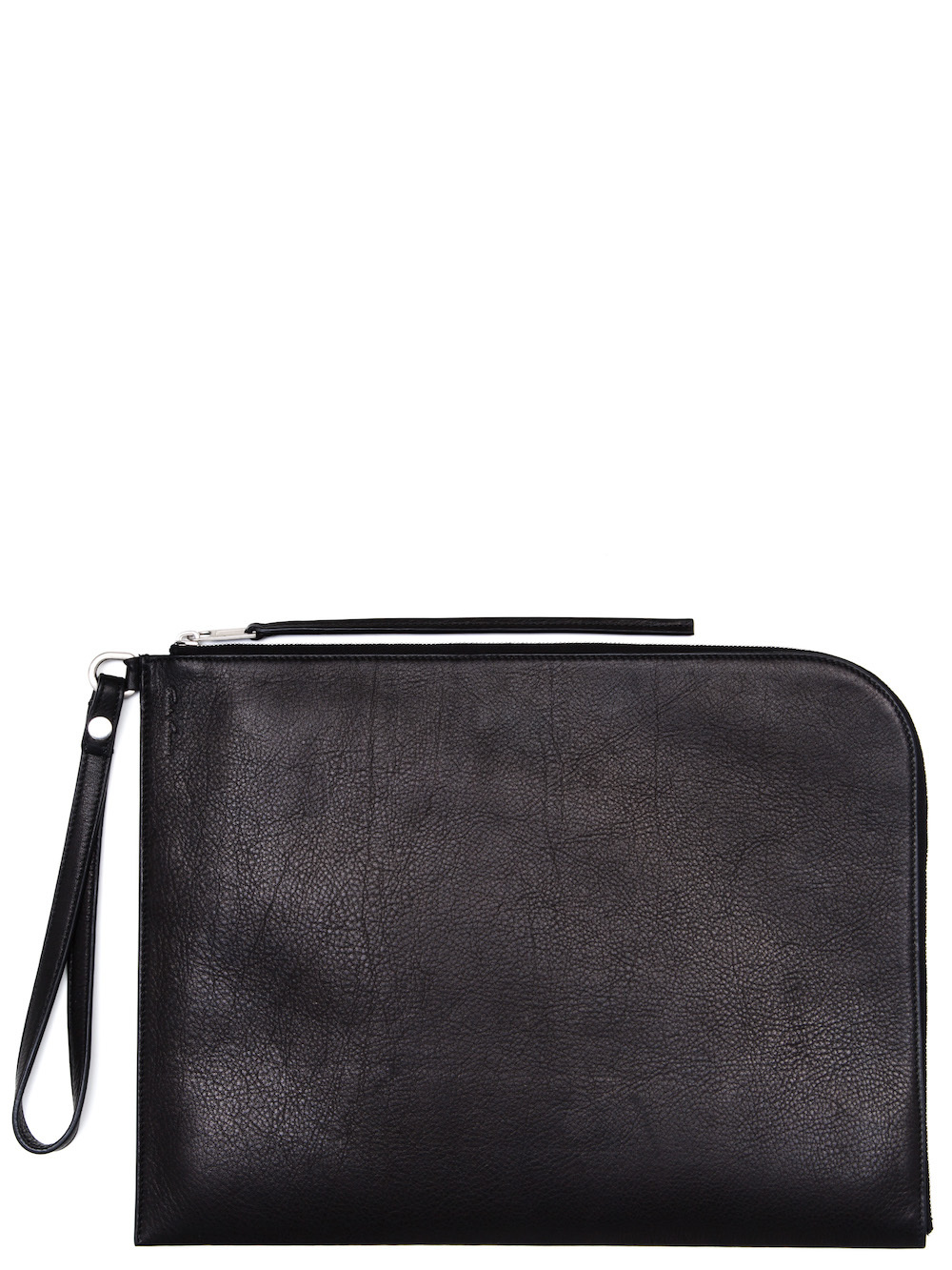 RICK OWENS LARGE ZIPPED POUCH IN BLACK