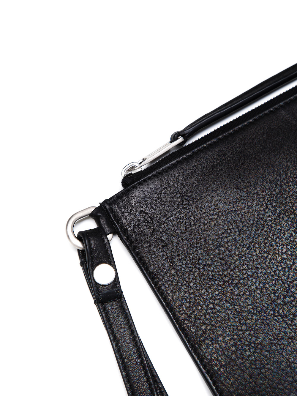 RICK OWENS LARGE ZIPPED POUCH IN BLACK